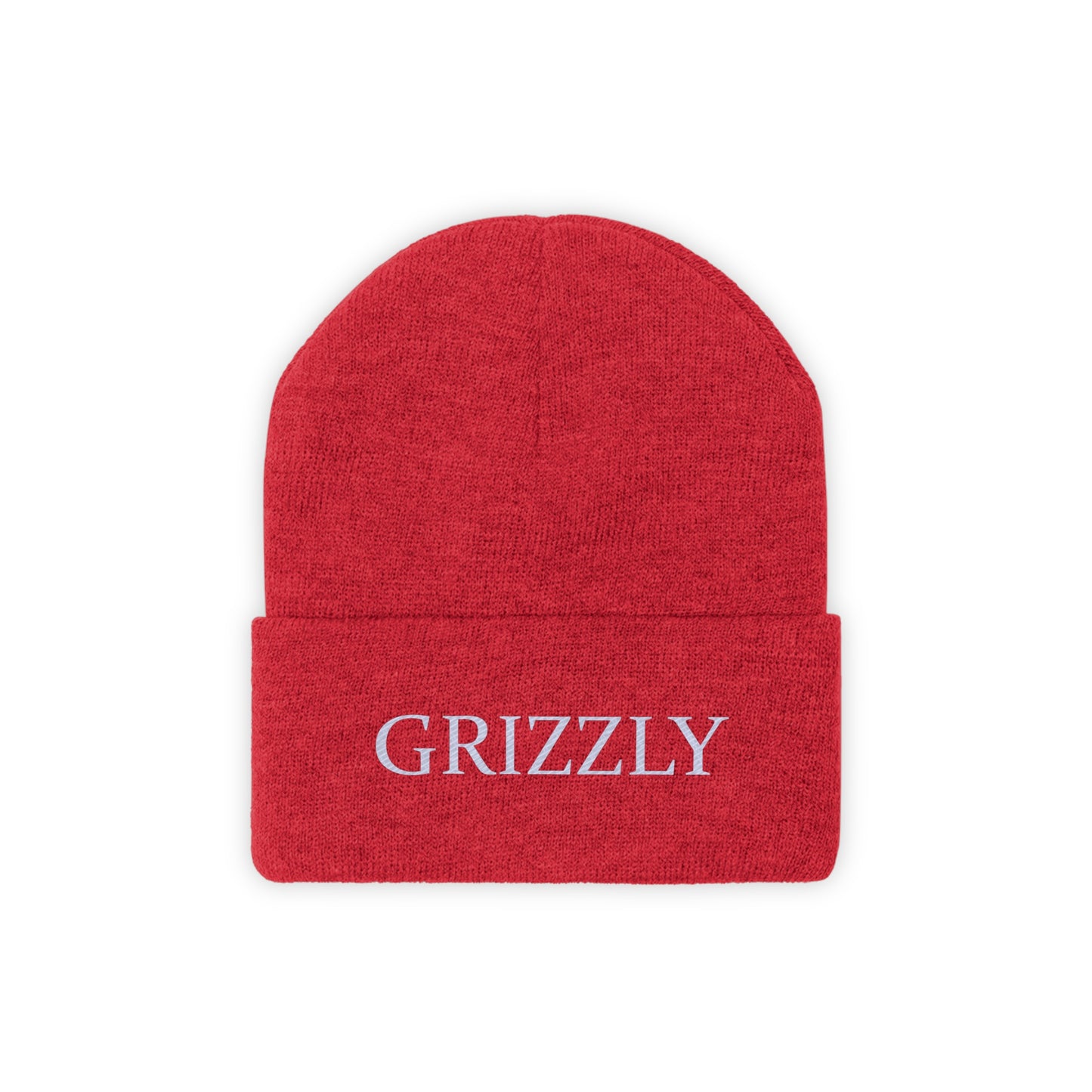 GGC Grizzly Knit Beanie - White/Black Font