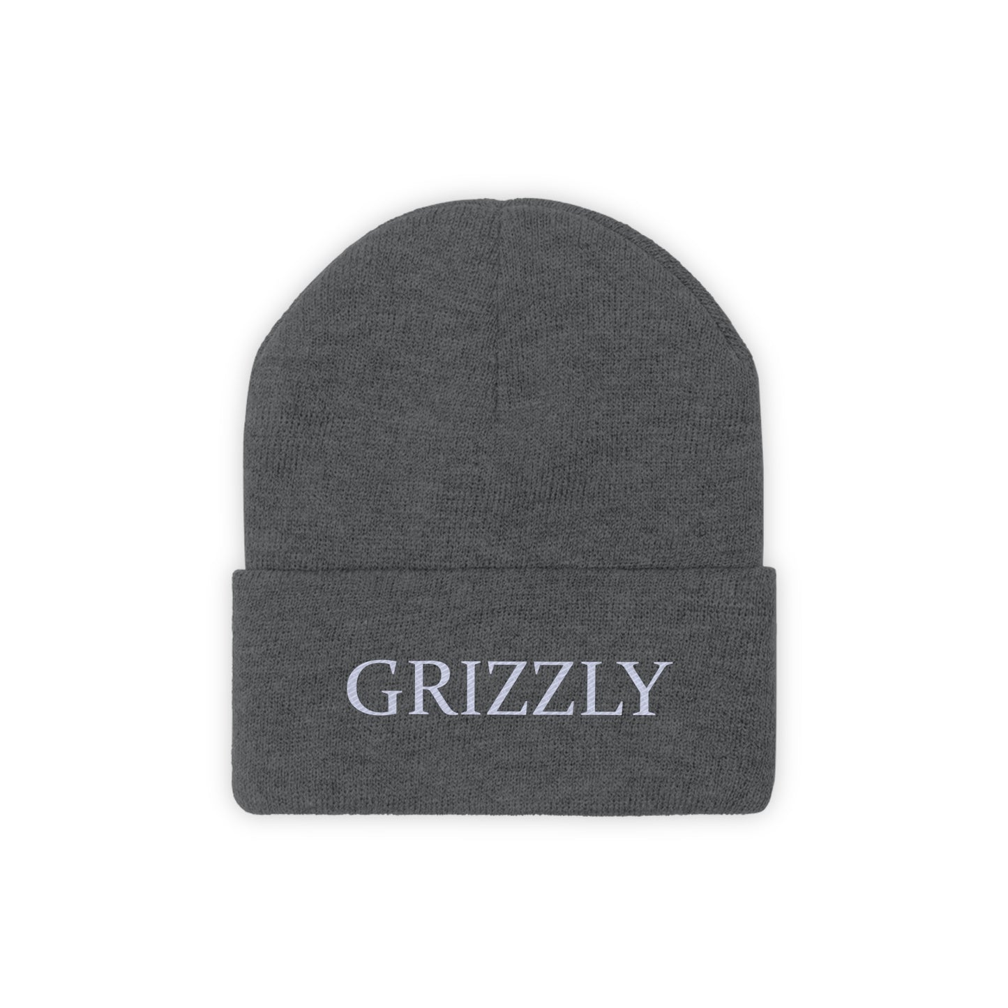 GGC Grizzly Knit Beanie - White/Black Font