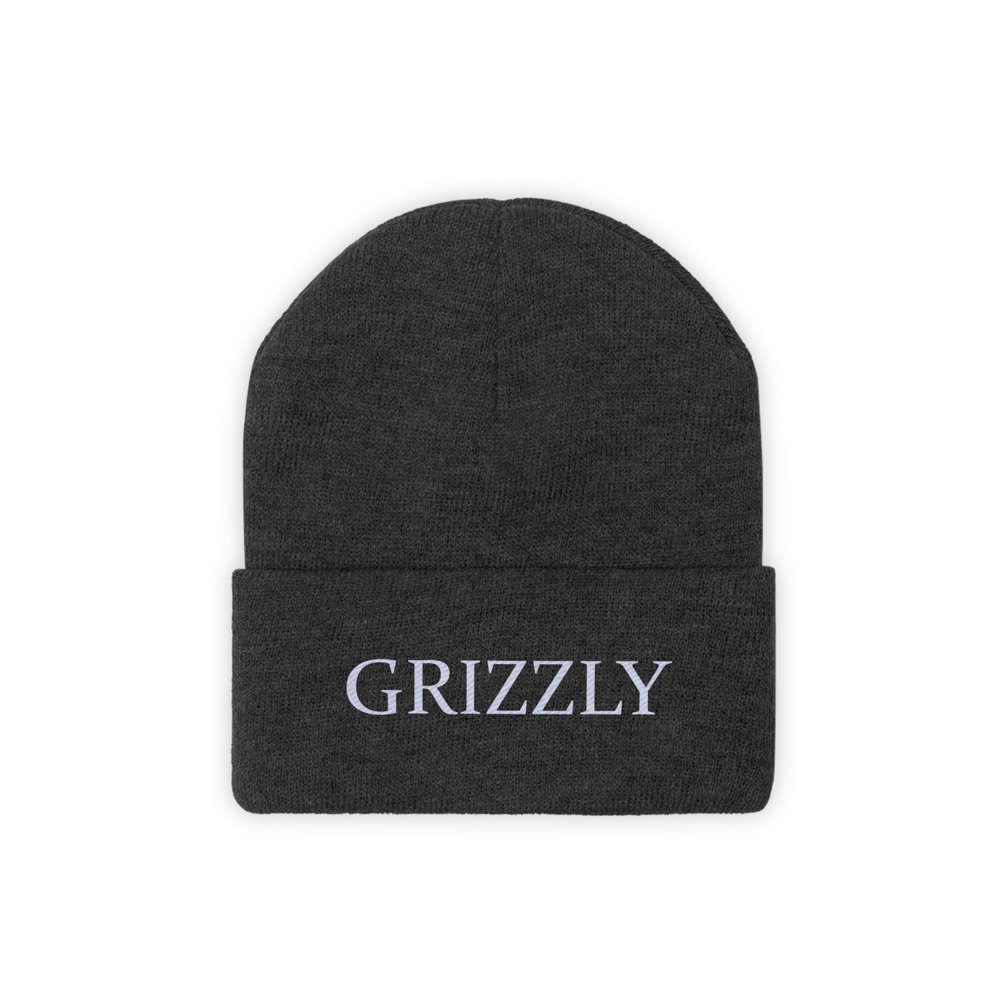 GGC Grizzly Knit Beanie - White/Black Font