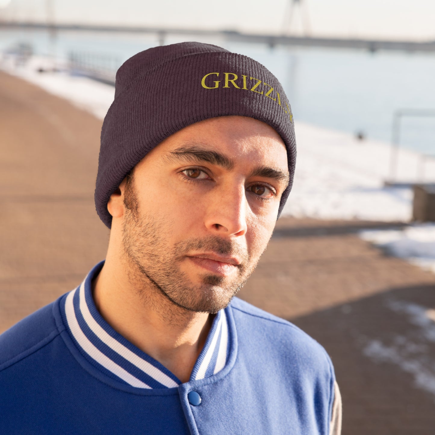 GGC "Grizzly" Knit Beanie - Gold Font