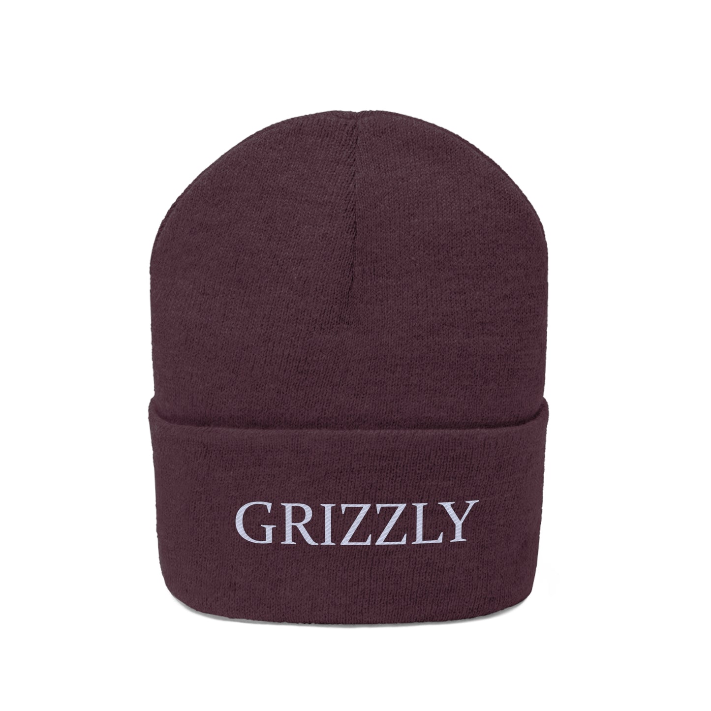 GGC Grizzly Knit Beanie - White/Black Font