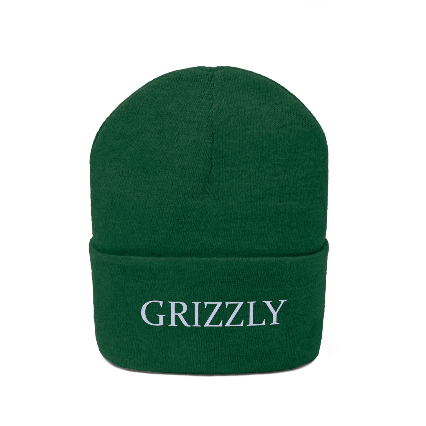 GGC Grizzly Knit Beanie - White/Black Font