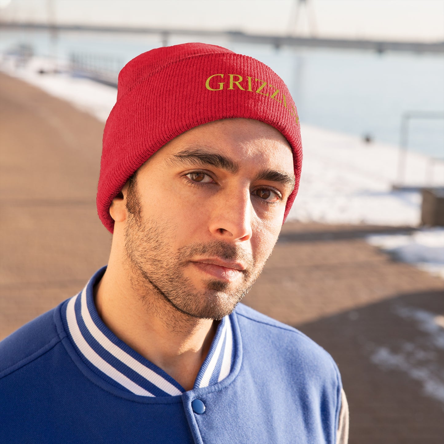GGC "Grizzly" Knit Beanie - Gold Font