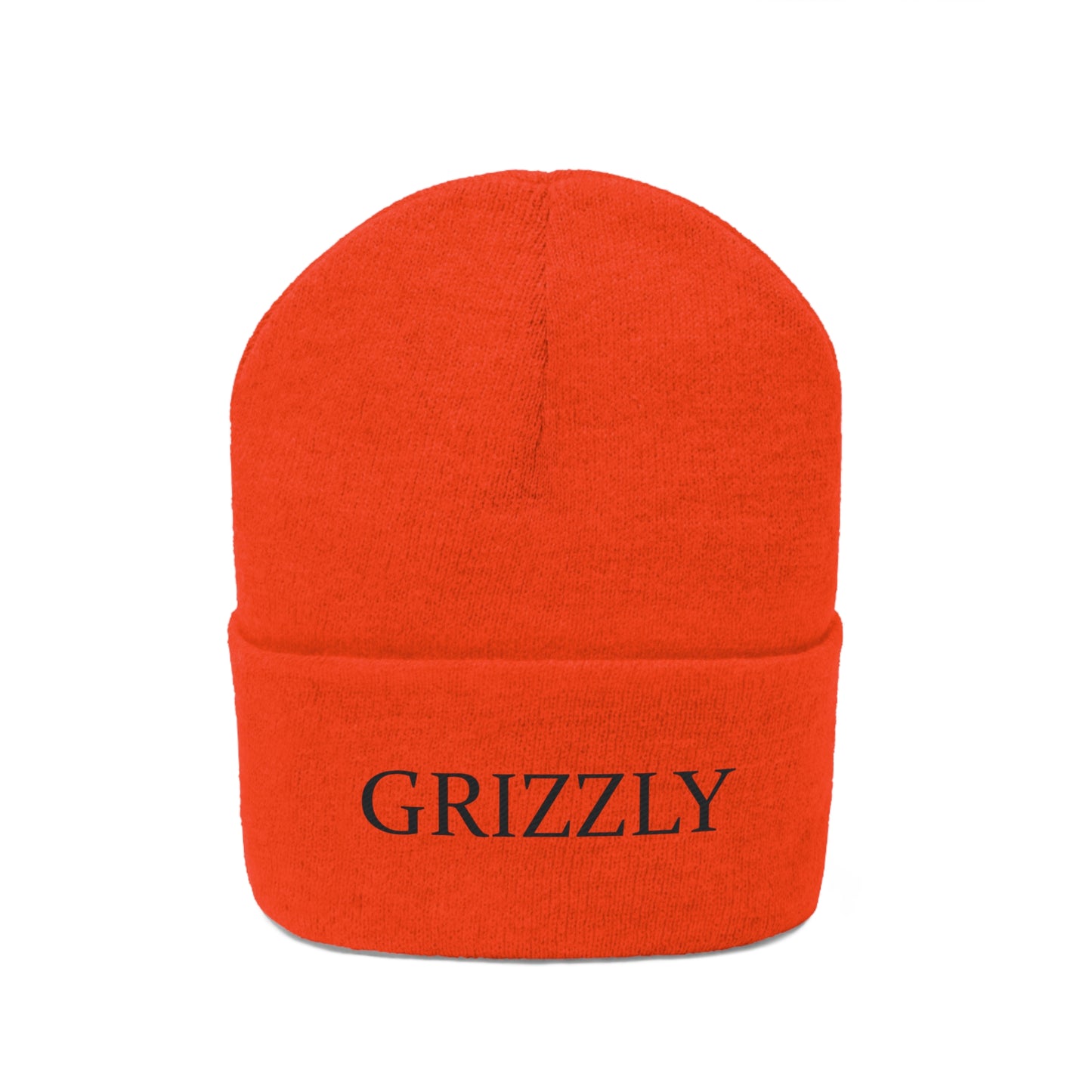 GGC Grizzly Knit Beanie - White/Black Font