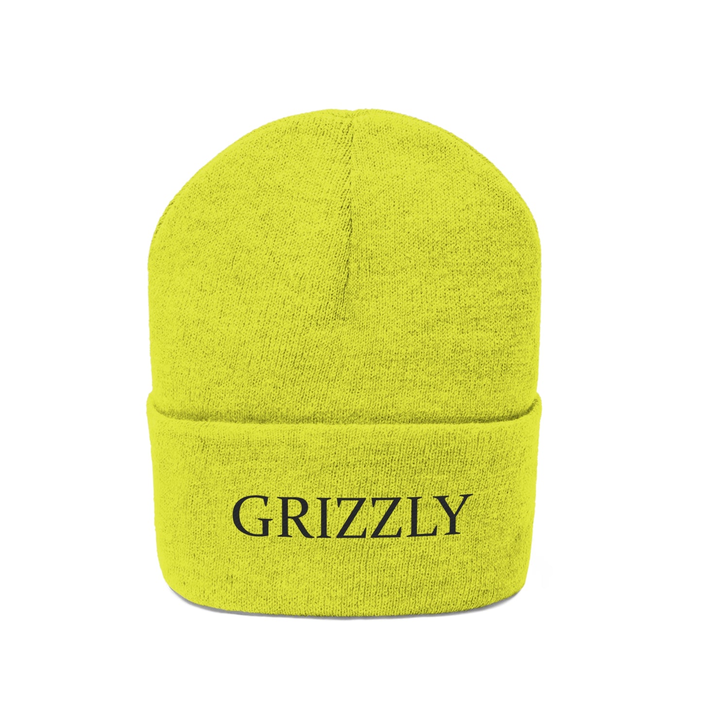 GGC Grizzly Knit Beanie - White/Black Font