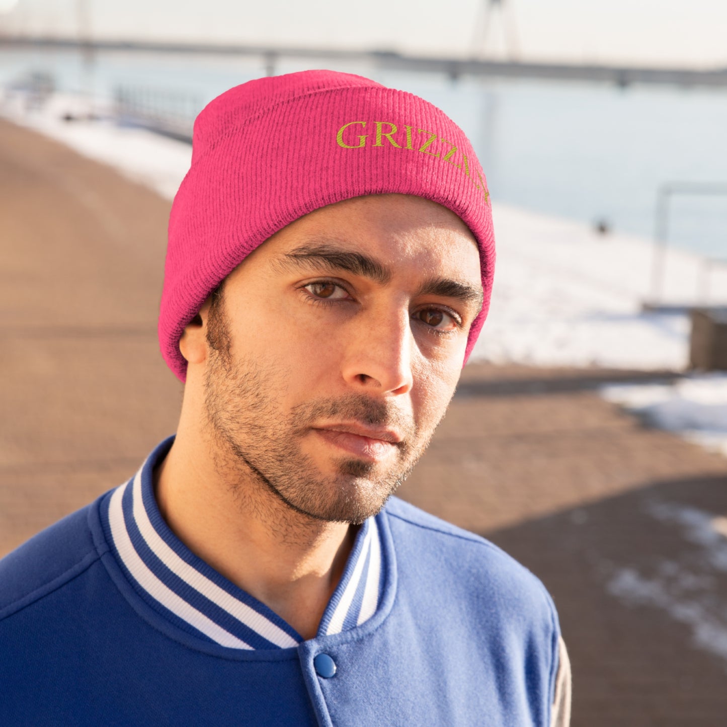 GGC "Grizzly" Knit Beanie - Gold Font