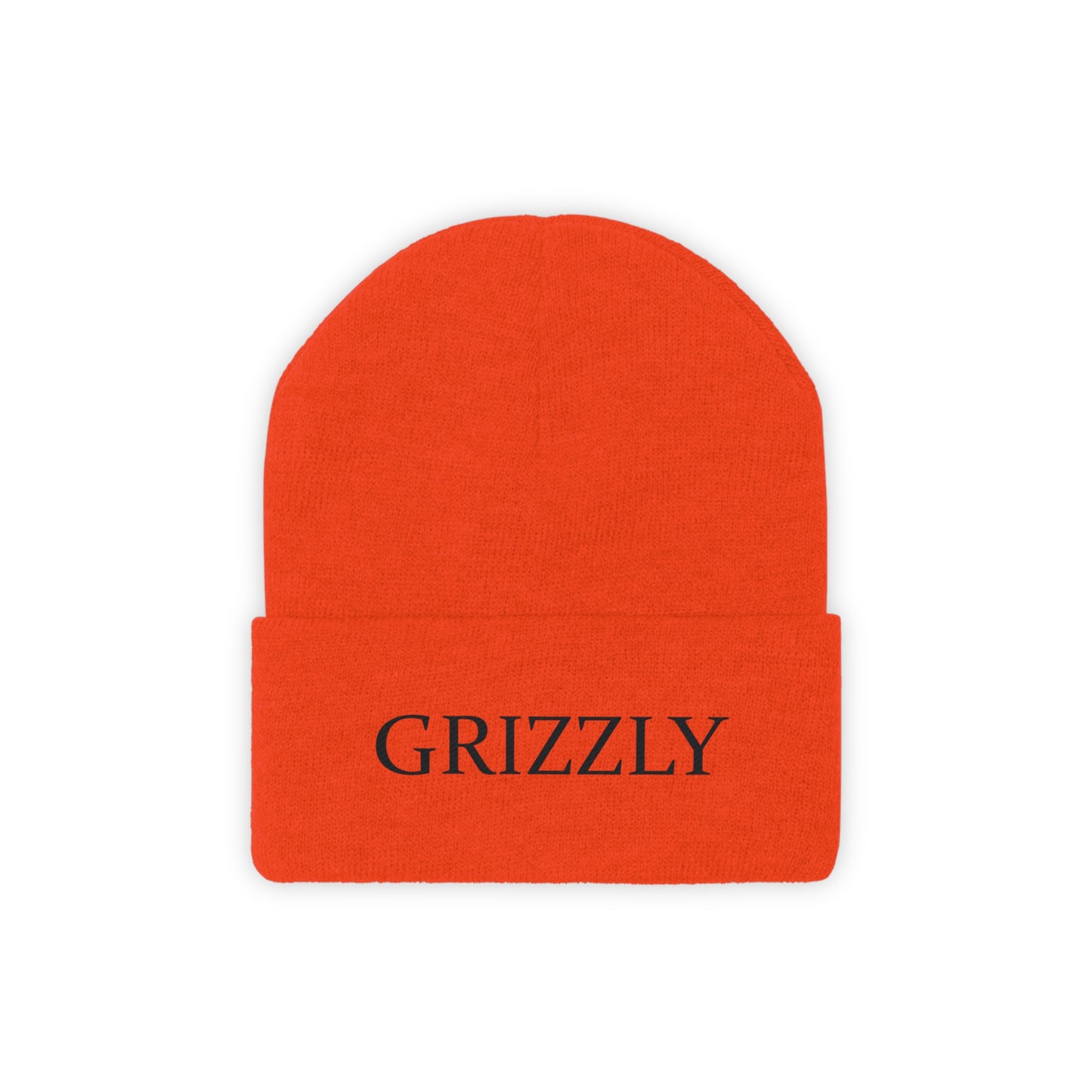 GGC Grizzly Knit Beanie - White/Black Font