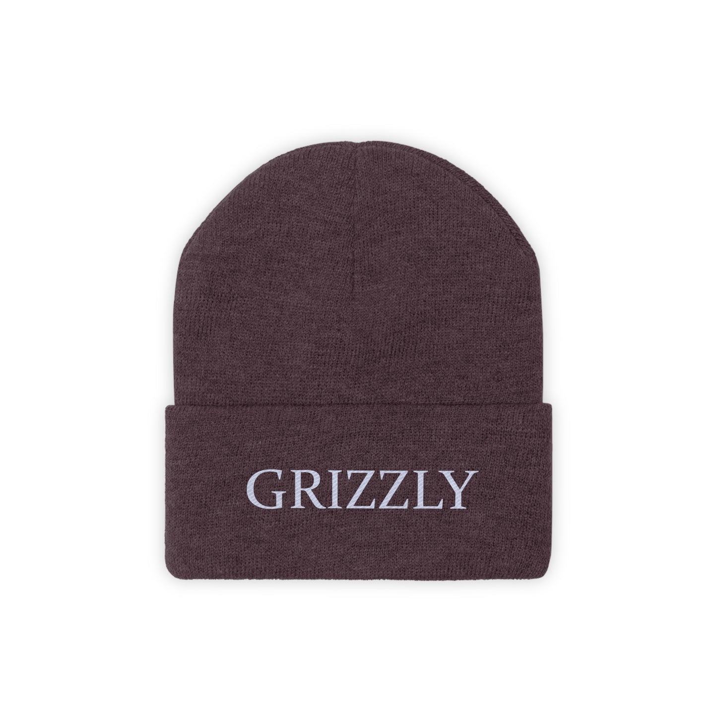 GGC Grizzly Knit Beanie - White/Black Font
