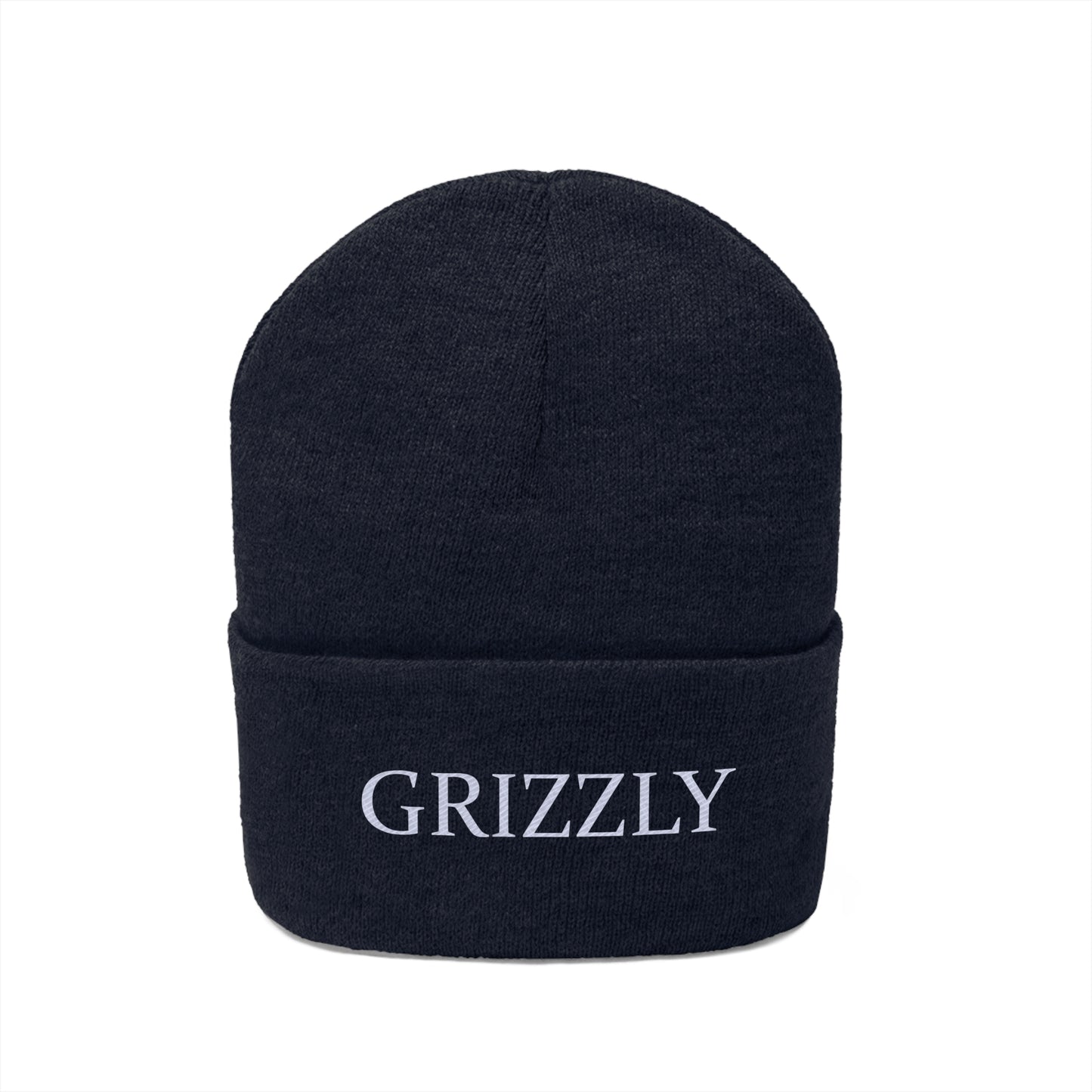 GGC Grizzly Knit Beanie - White/Black Font