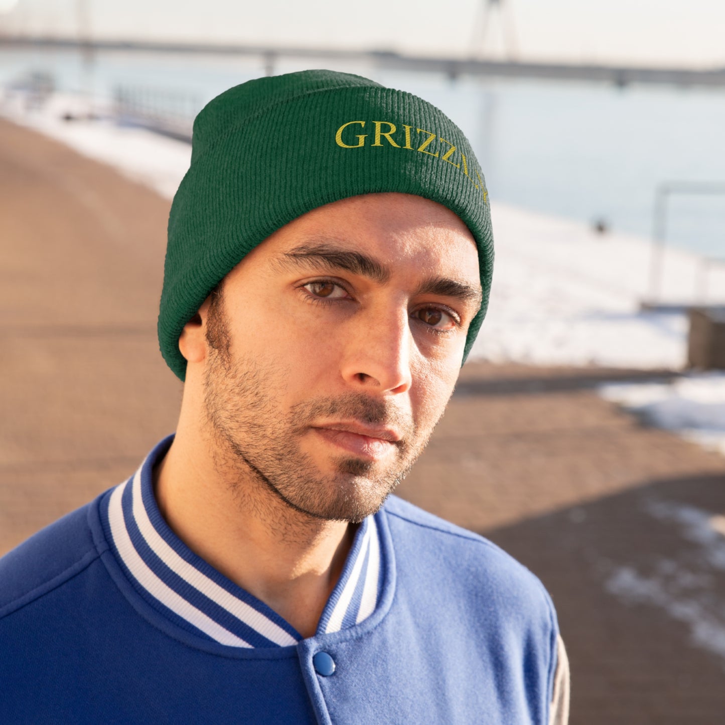 GGC "Grizzly" Knit Beanie - Gold Font