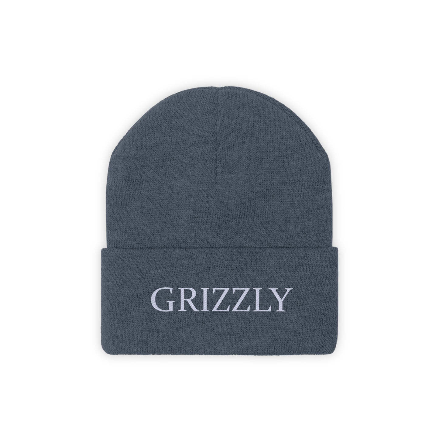 GGC Grizzly Knit Beanie - White/Black Font