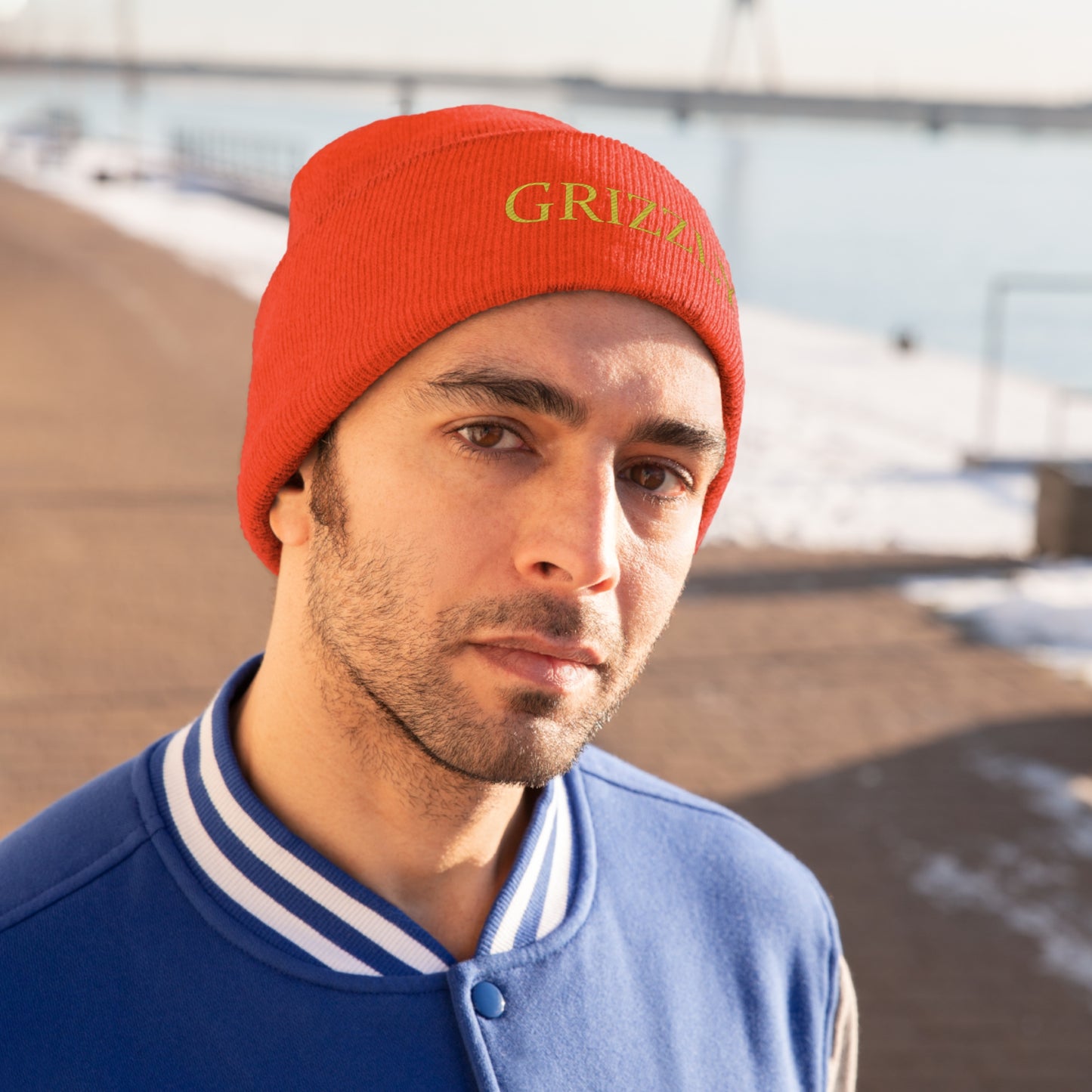 GGC "Grizzly" Knit Beanie - Gold Font