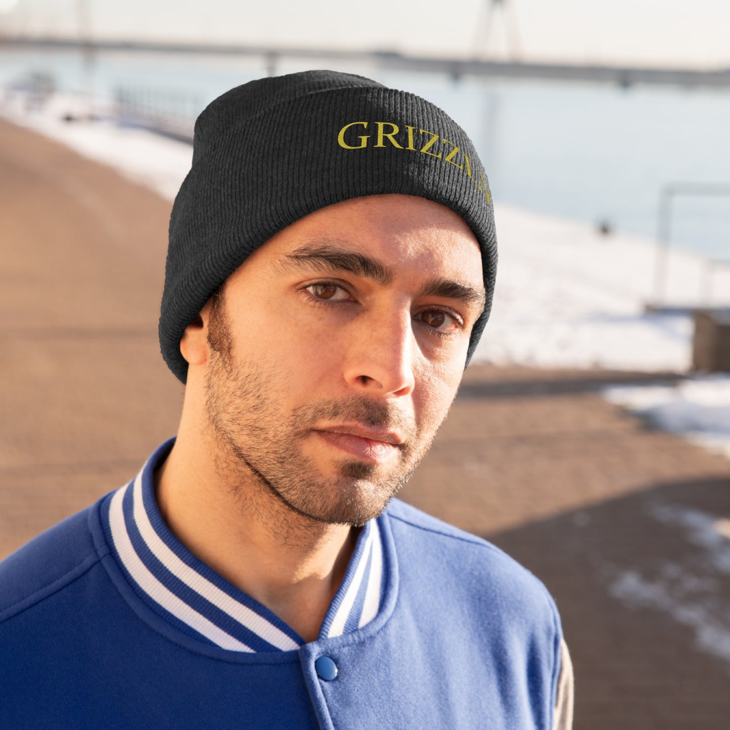 GGC "Grizzly" Knit Beanie - Gold Font