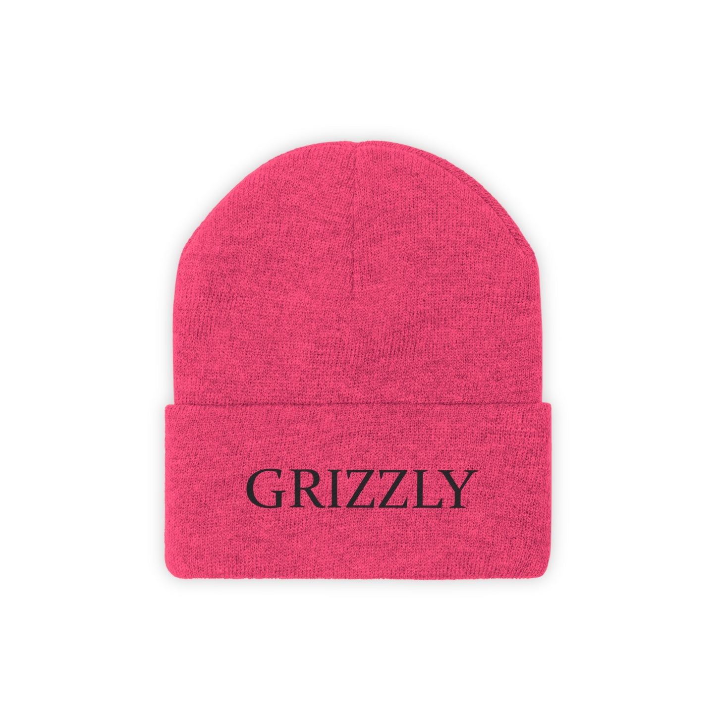 GGC Grizzly Knit Beanie - White/Black Font