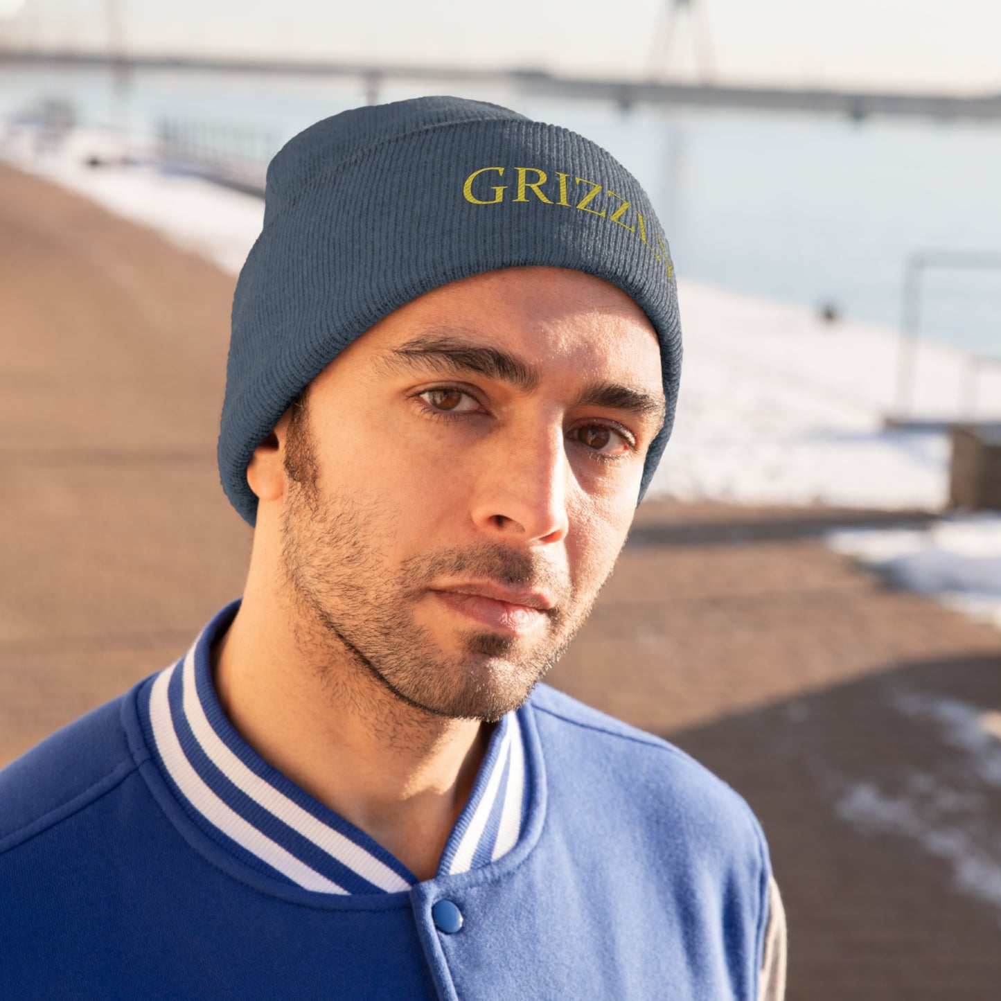 GGC "Grizzly" Knit Beanie - Gold Font