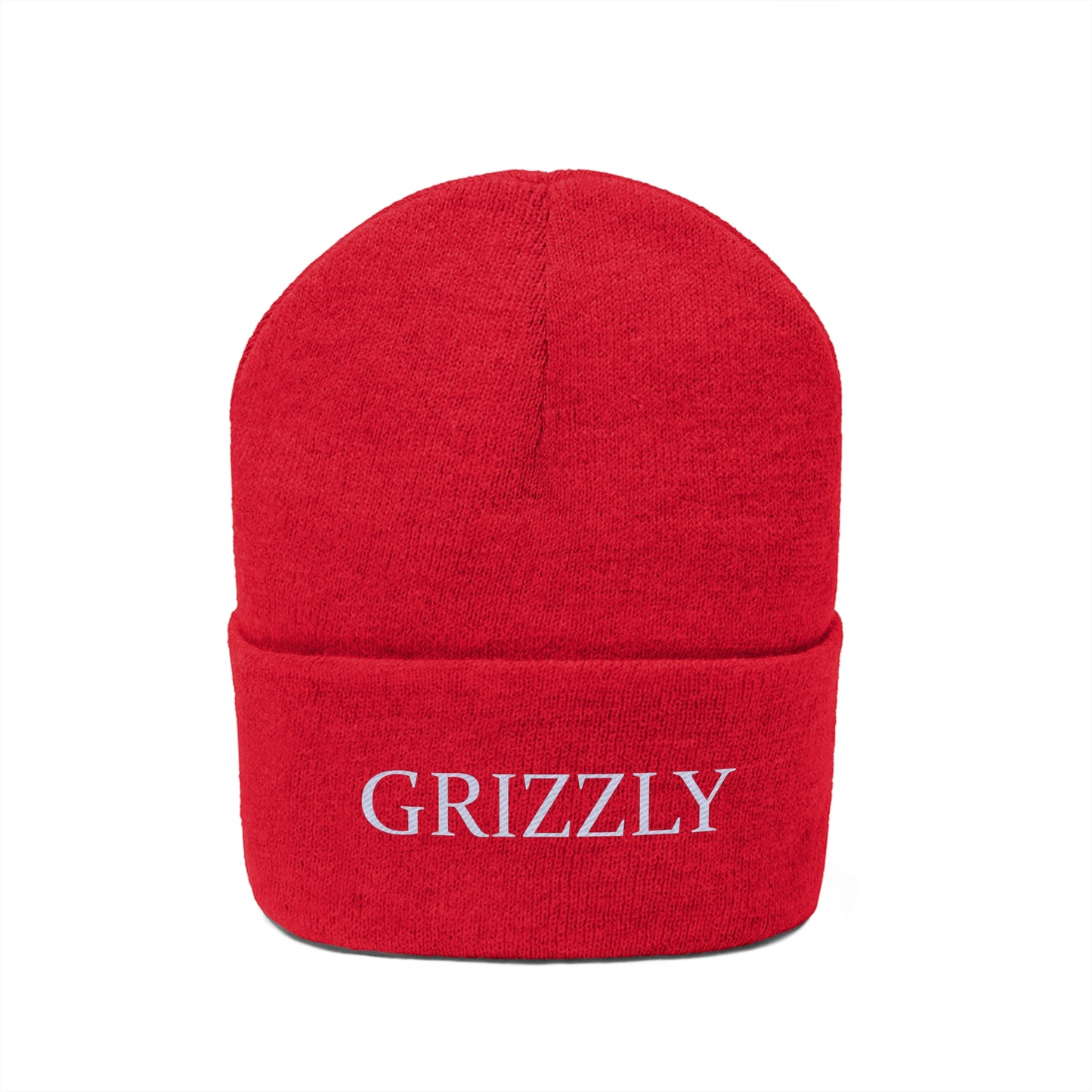 GGC Grizzly Knit Beanie - White/Black Font