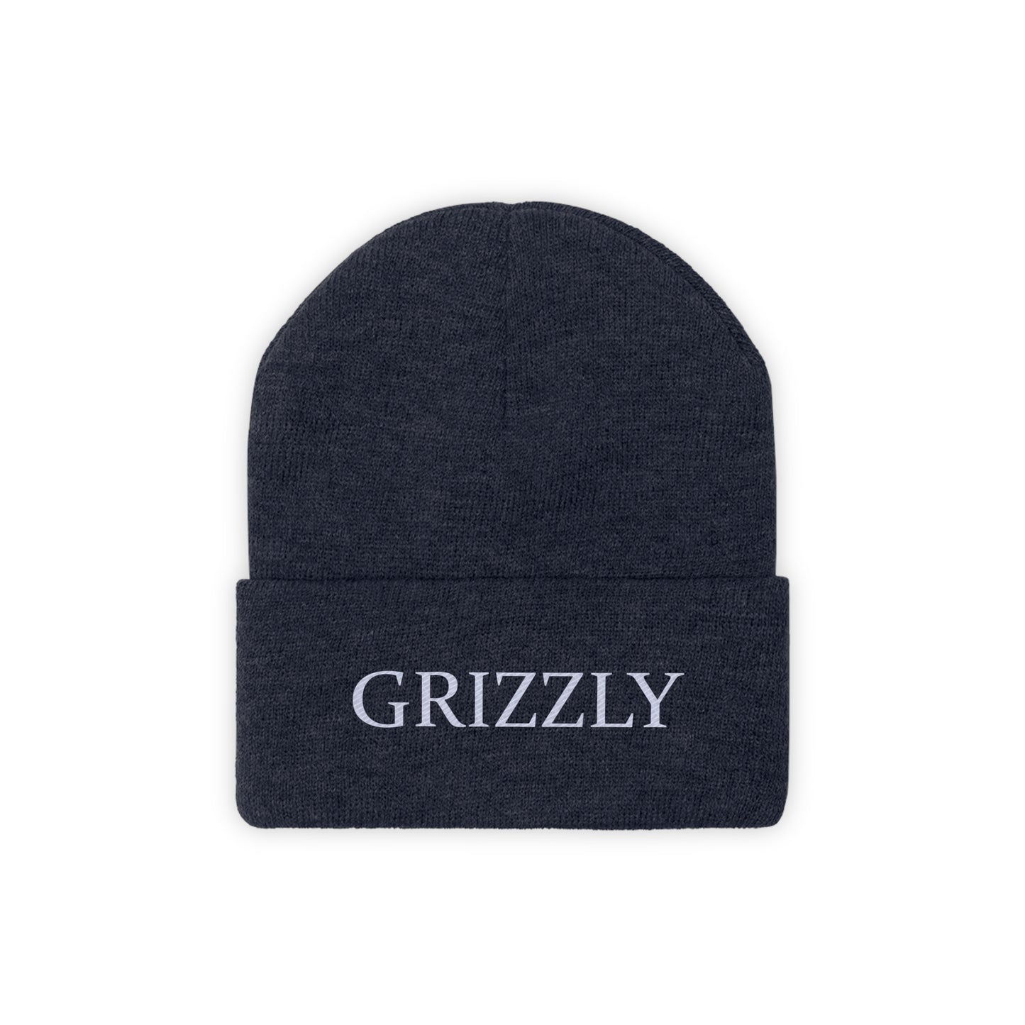 GGC Grizzly Knit Beanie - White/Black Font
