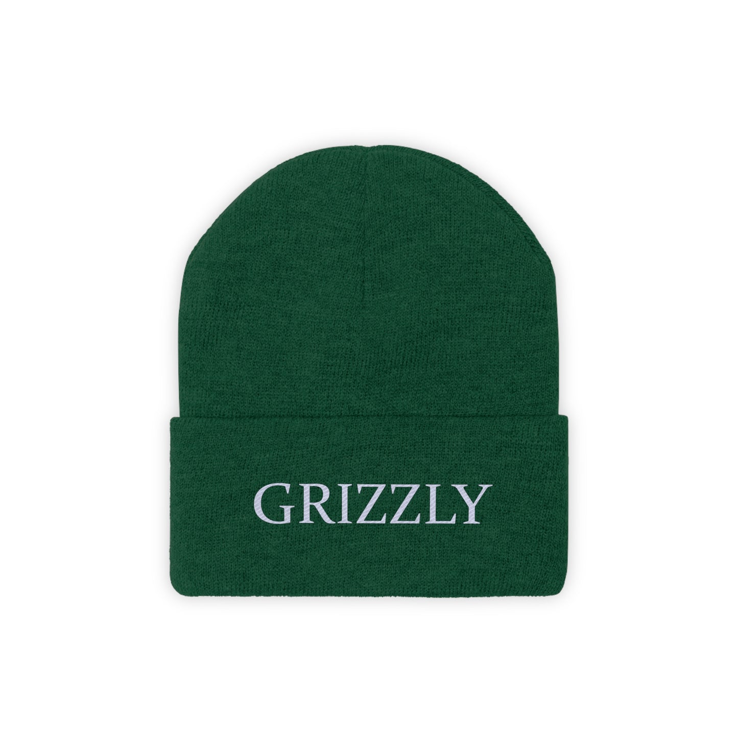 GGC Grizzly Knit Beanie - White/Black Font