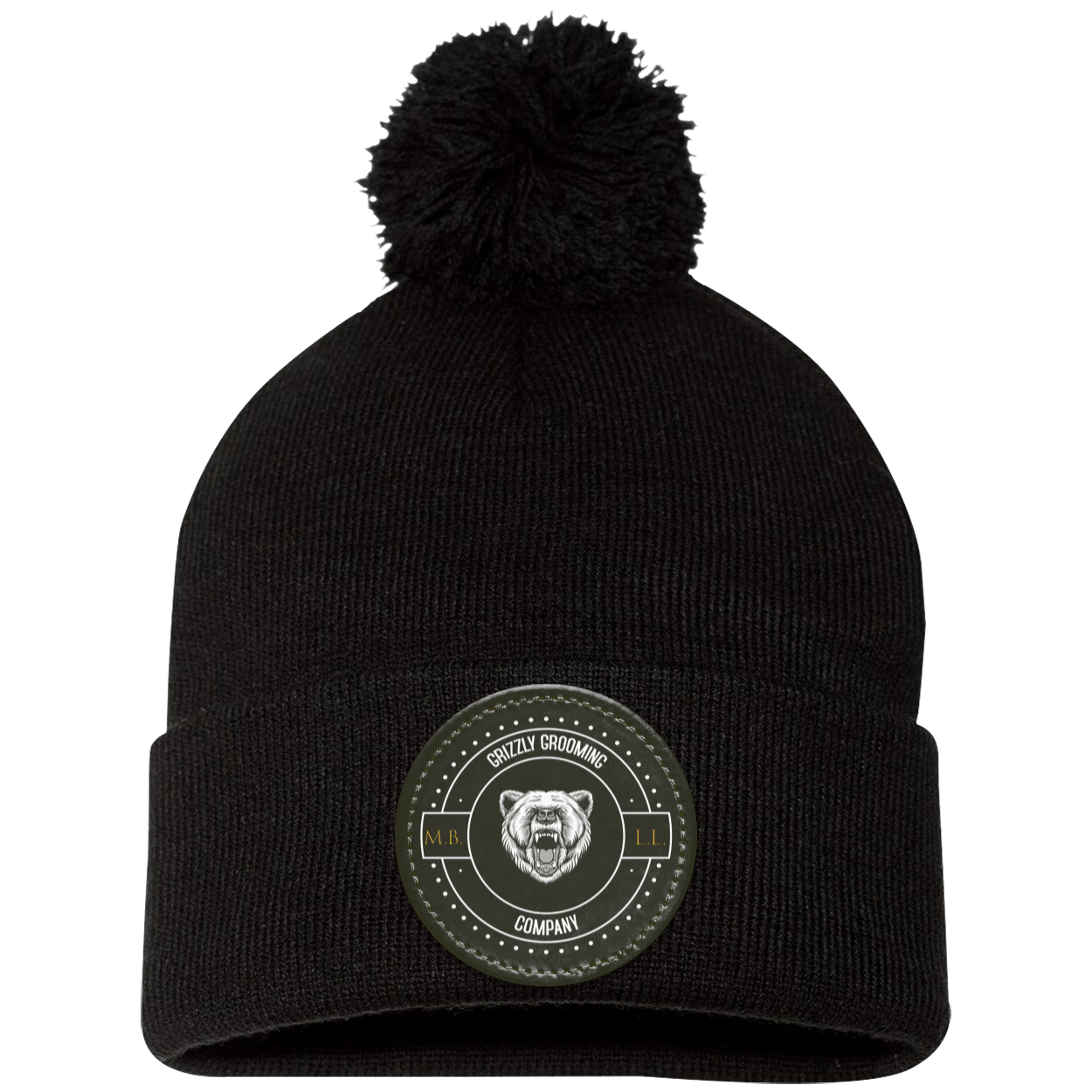 GGC Pom Pom Knit Cap - Black Patch