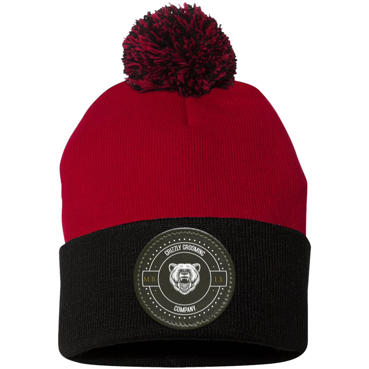 GGC Pom Pom Knit Cap - Black Patch