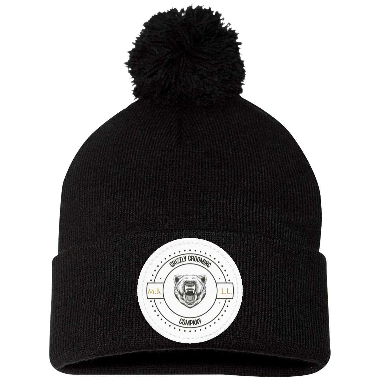 GGC Pom Pom Knit Cap - White Patch