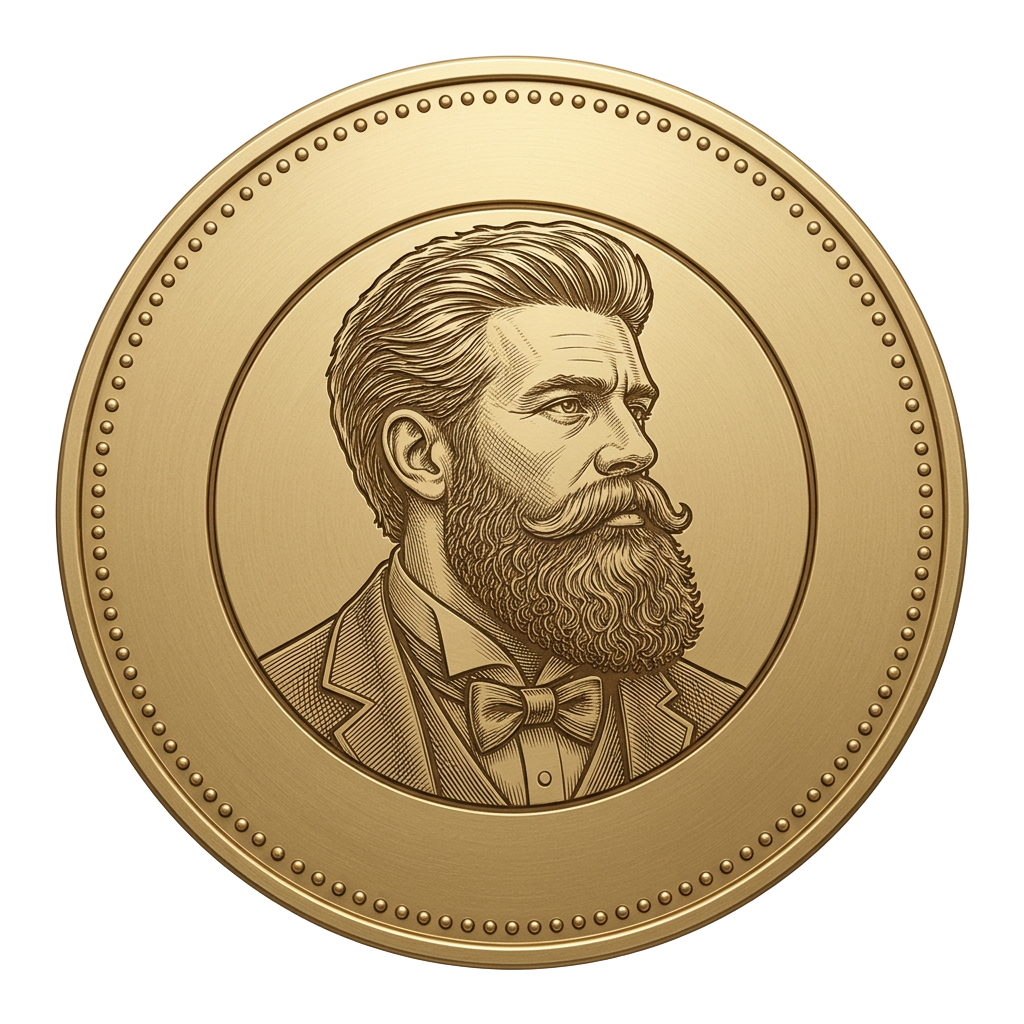 Grizzly Grooming Co. engraved bearded gentleman medallion