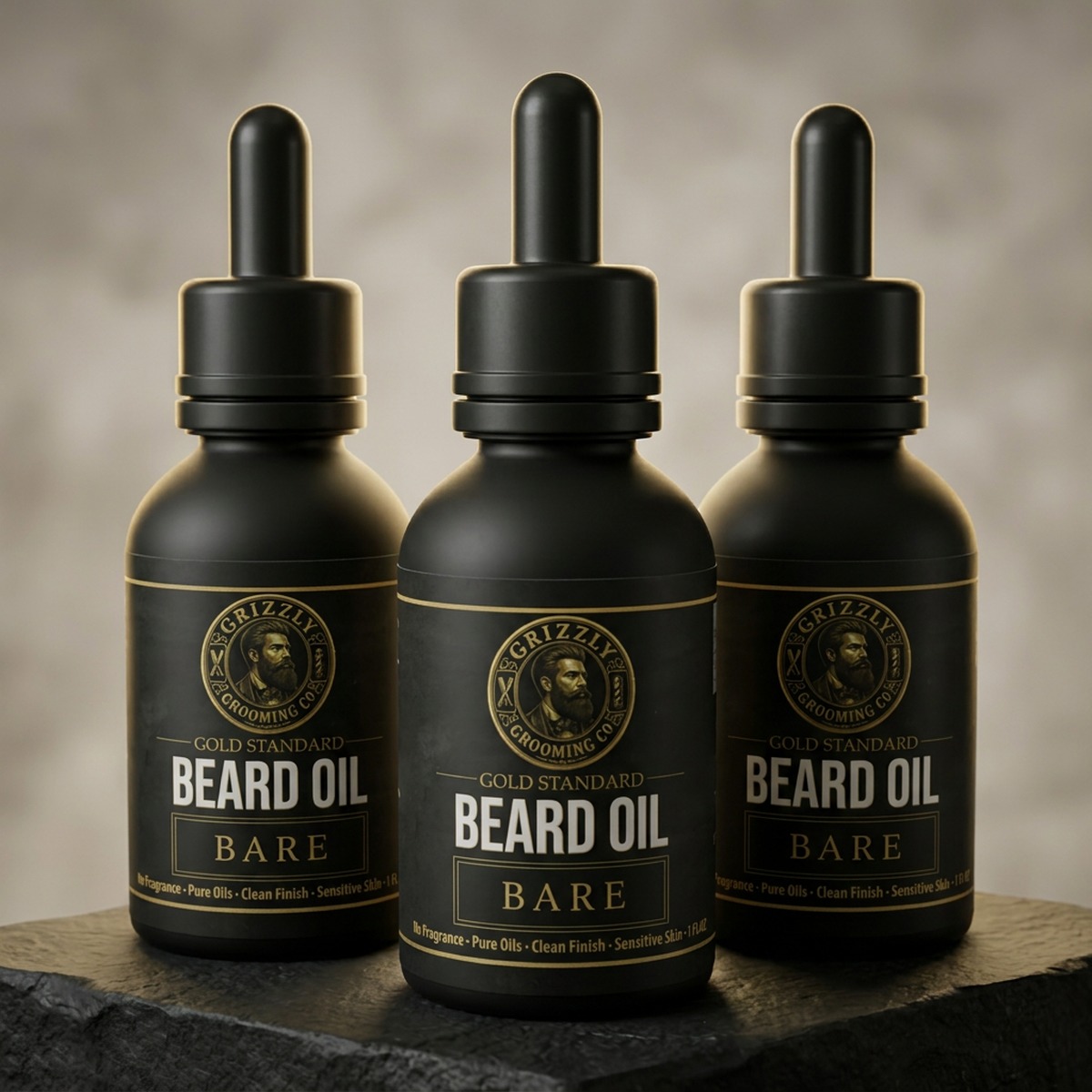 Gold Standard Three-Pack Beard Oil Bundle — Bare