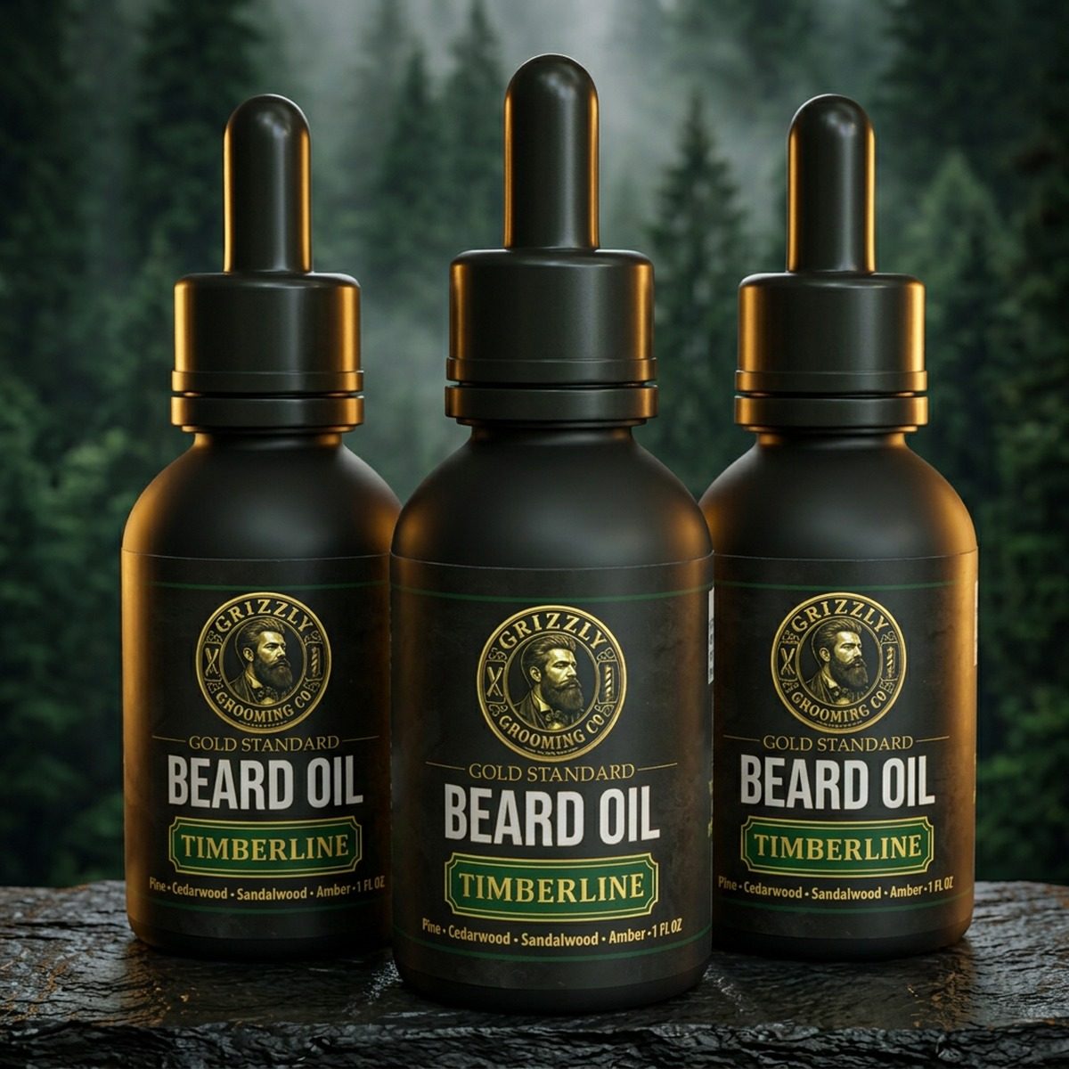 Gold Standard Three-Pack Beard Oil Bundle — Timberline
