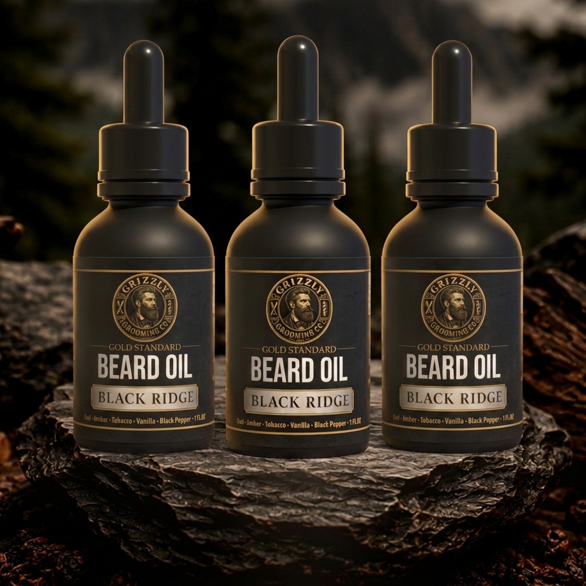 Gold Standard Three-Pack Beard Oil Bundle — Black Ridge