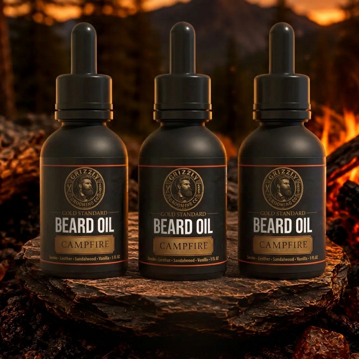 Gold Standard Three-Pack Beard Oil Bundle — Campfire