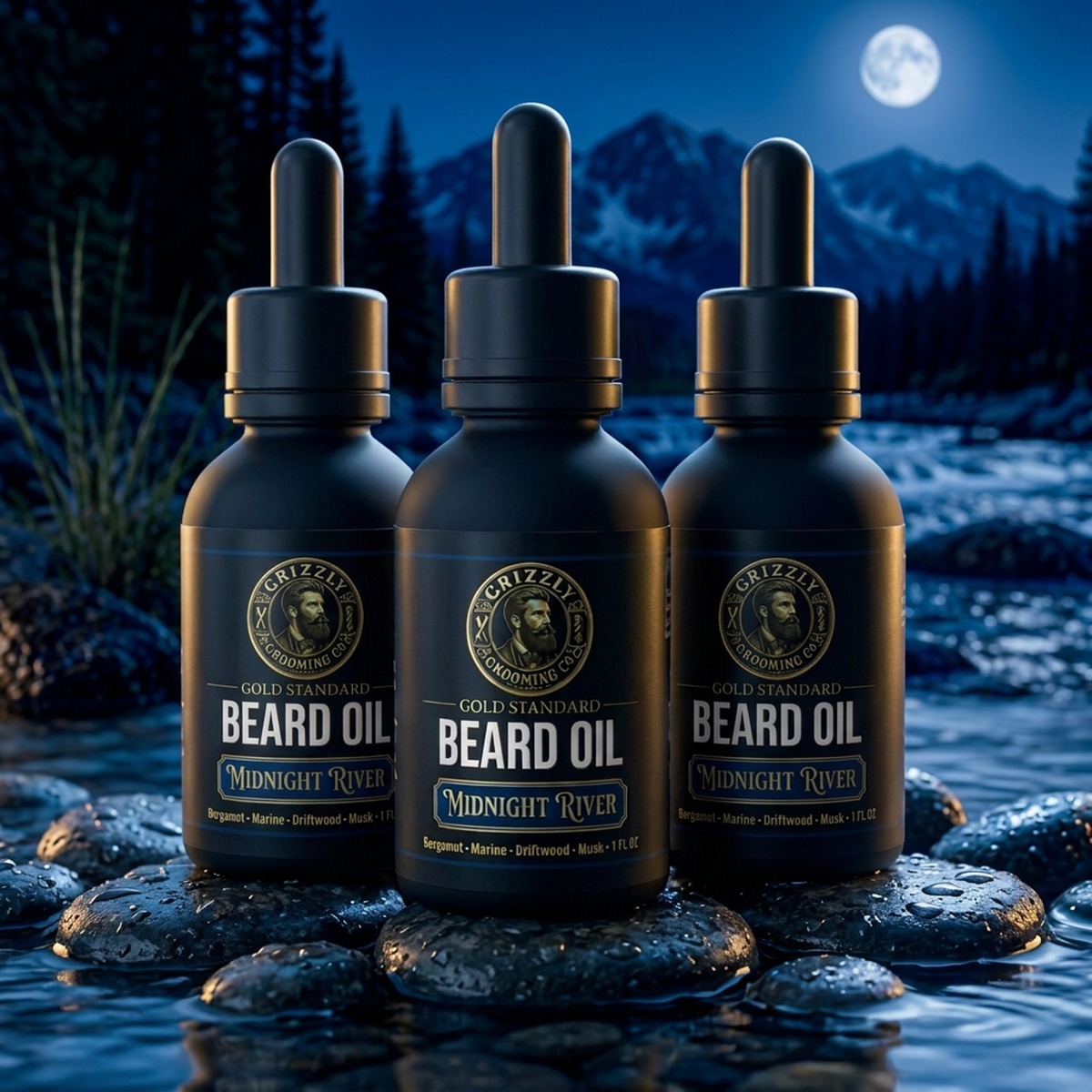 Gold Standard Three-Pack Beard Oil Bundle — Midnight River