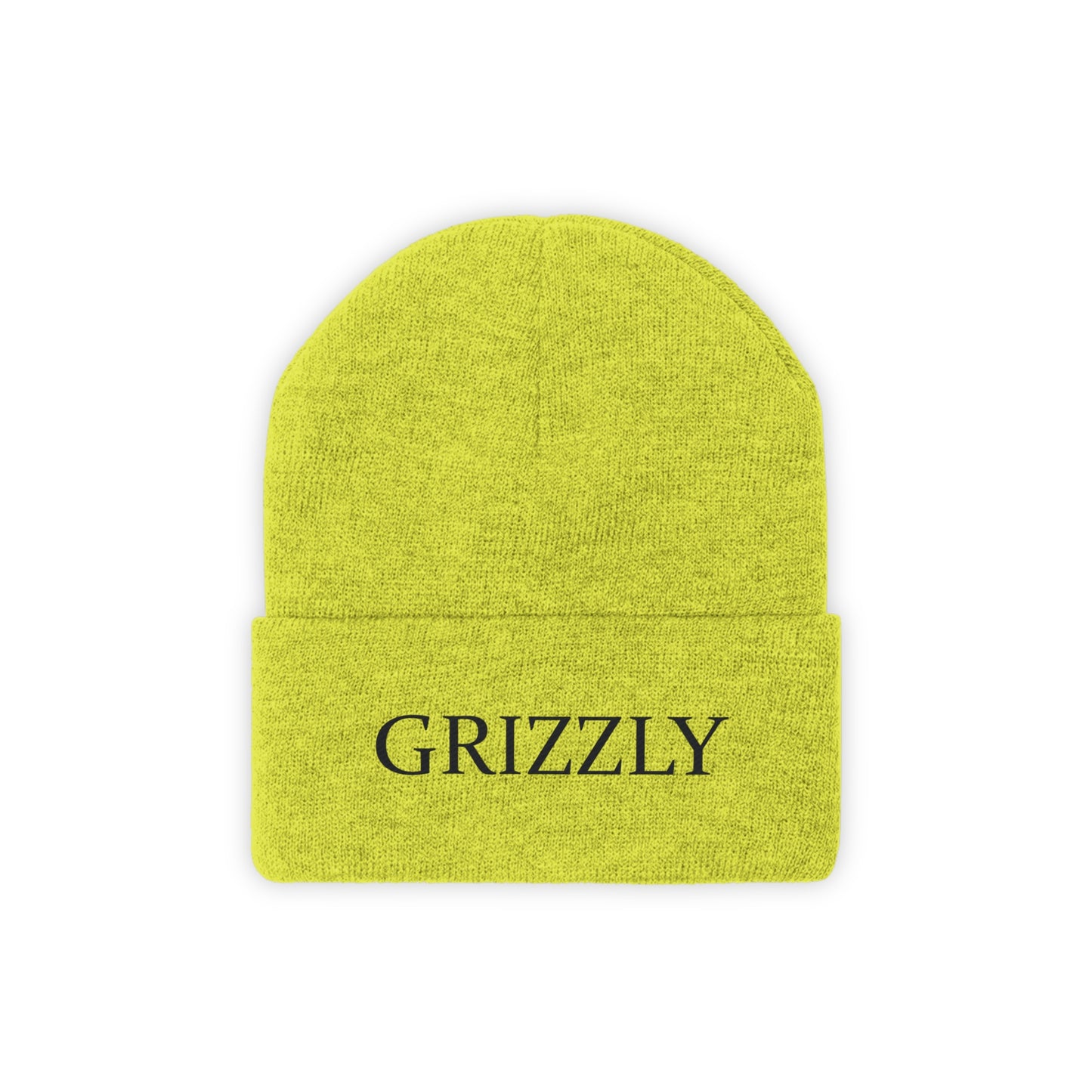GGC Grizzly Knit Beanie - White/Black Font