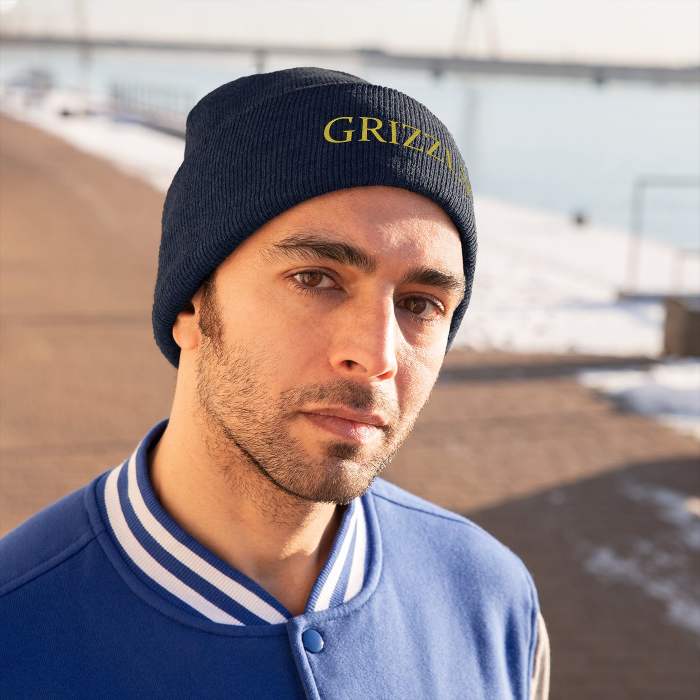 GGC "Grizzly" Knit Beanie - Gold Font